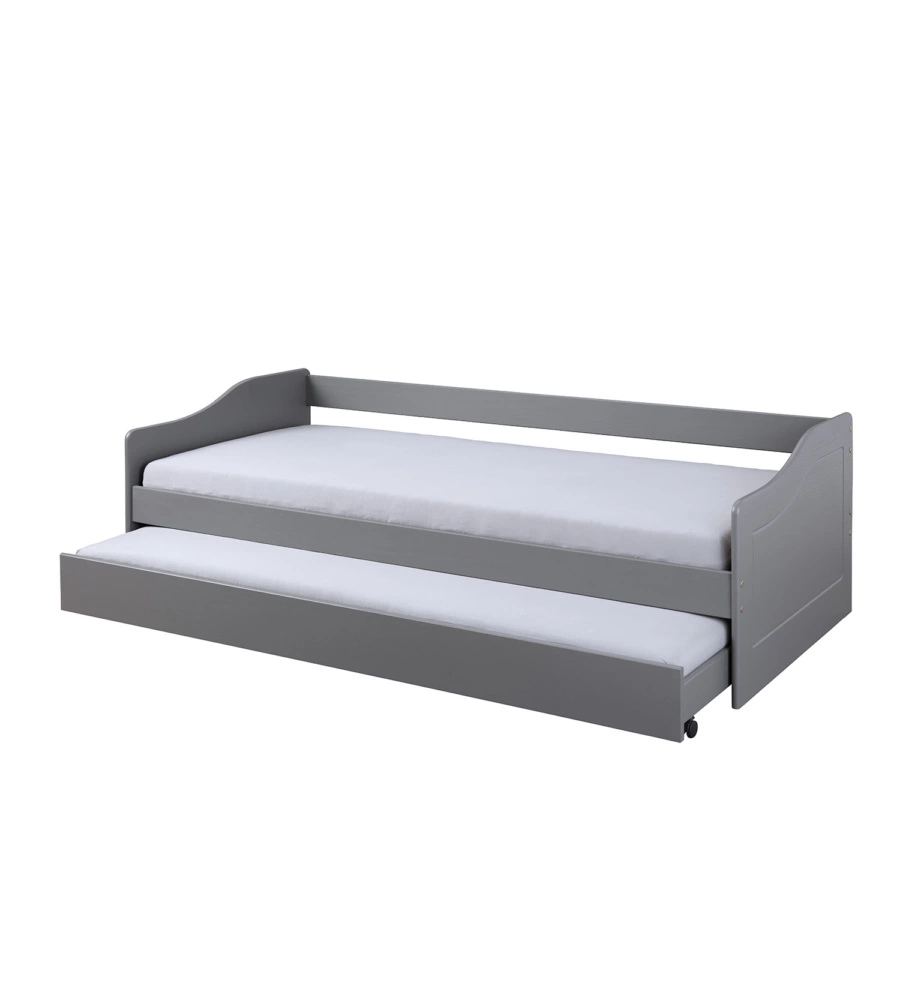 LETTO SINGOLO GRIGIO E LETTO ESTRAIBILE CON FUNZIONE DIVANO 97X208X62 CM